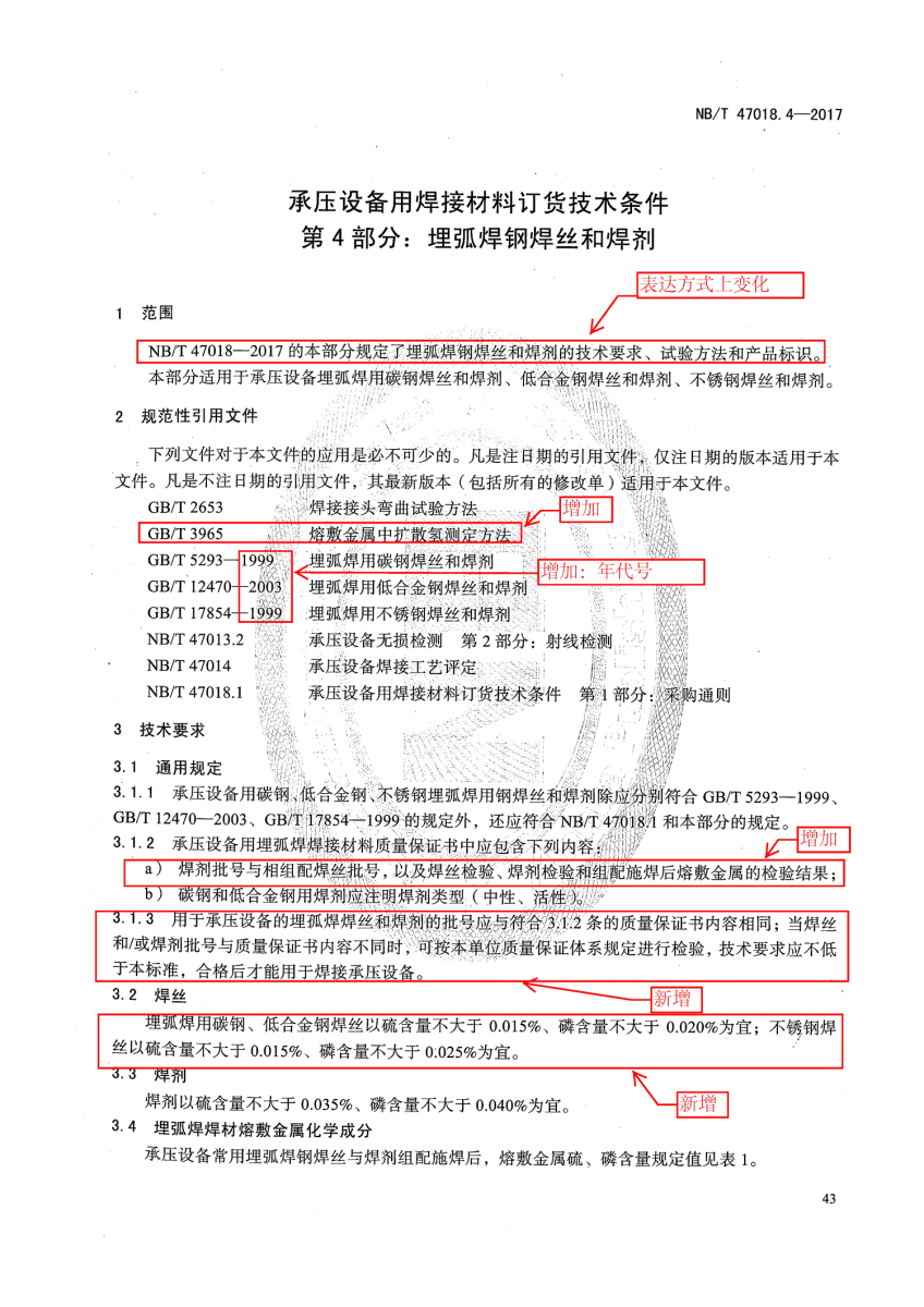 NB/T 47018-2017承壓設備用焊接材料訂貨技術條件第43頁 NB/T 47018-2017承壓設備用焊接材料訂貨技術條件第43頁